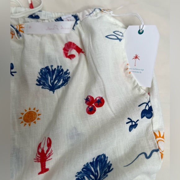 Angel Kiss Linen Beach Pants Tropical Print Summer Multicolor Size XL With Pocke - Picture 10 of 10